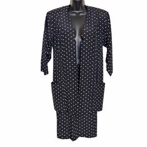 VINTAGE 80s 90s KWAI RETRO BLACK & WHITE POLKA DOT BLAZER AND SKIRT SET SIZE 8